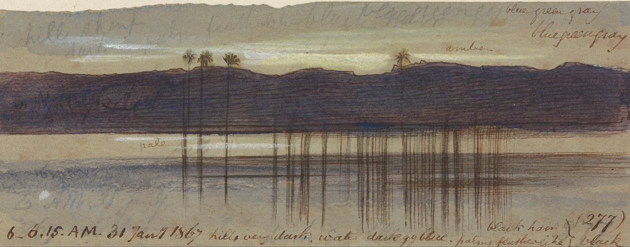 Philae, 6:00-6:15 uur, 31 januari 1867 (277) door Edward Lear