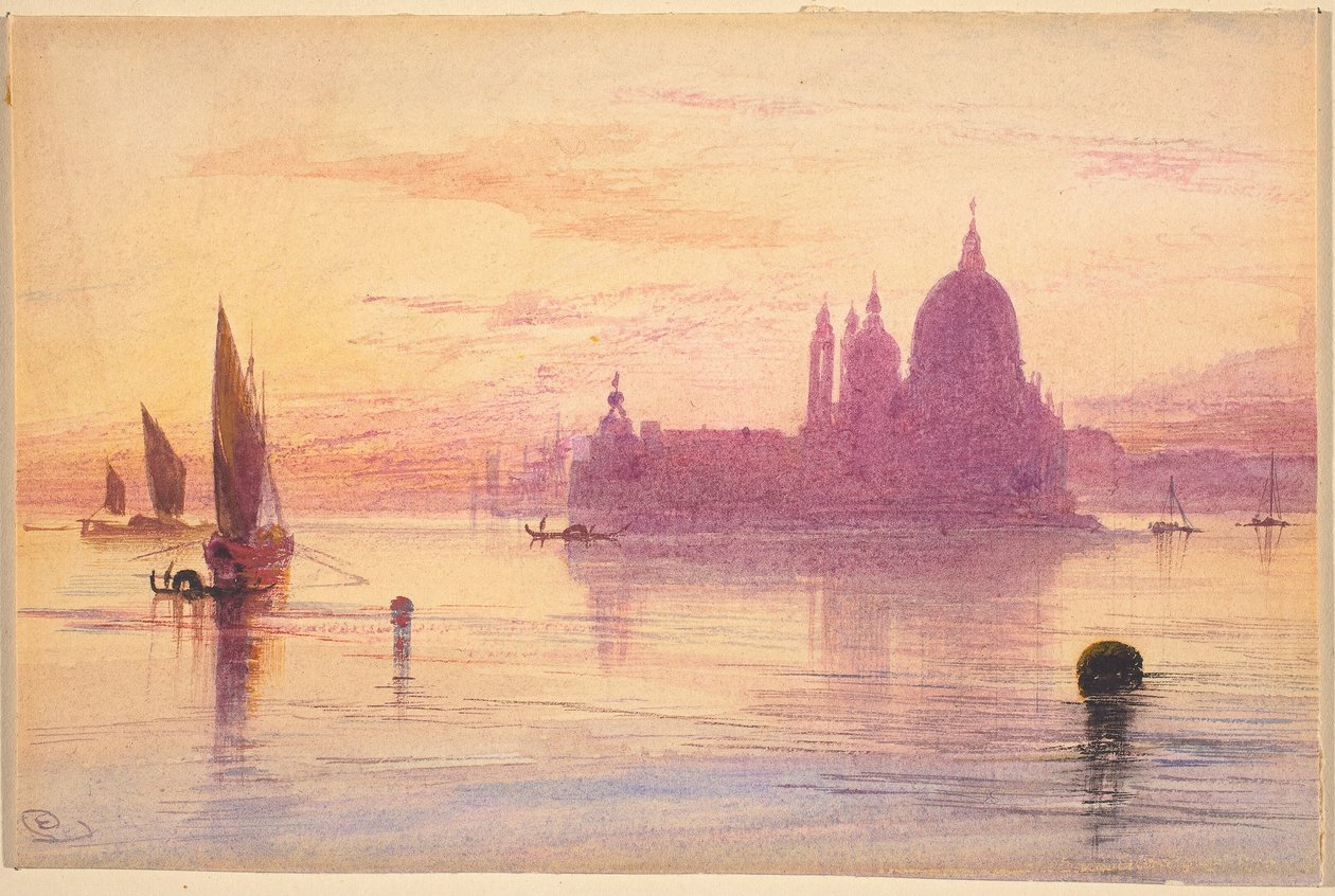 Santa Maria della Salute, Venetië, bij Zonsondergang door Edward Lear