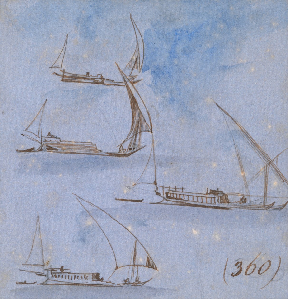 Studies van boten op de Nijl door Edward Lear