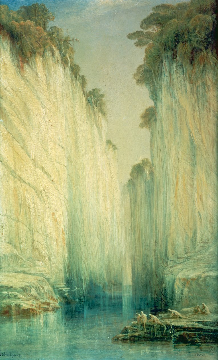 De marmeren rotsen, Jabalpur, Madhya Pradesh door Edward Lear