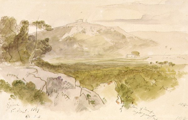 De tempel van Aphaea op Aegina door Edward Lear