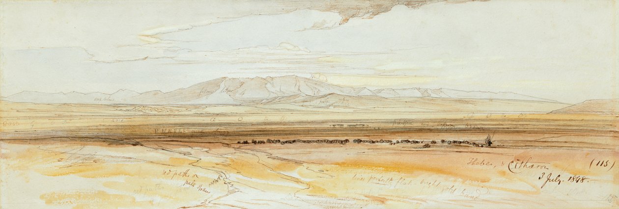 Twee uitzichten van Thebe door Edward Lear