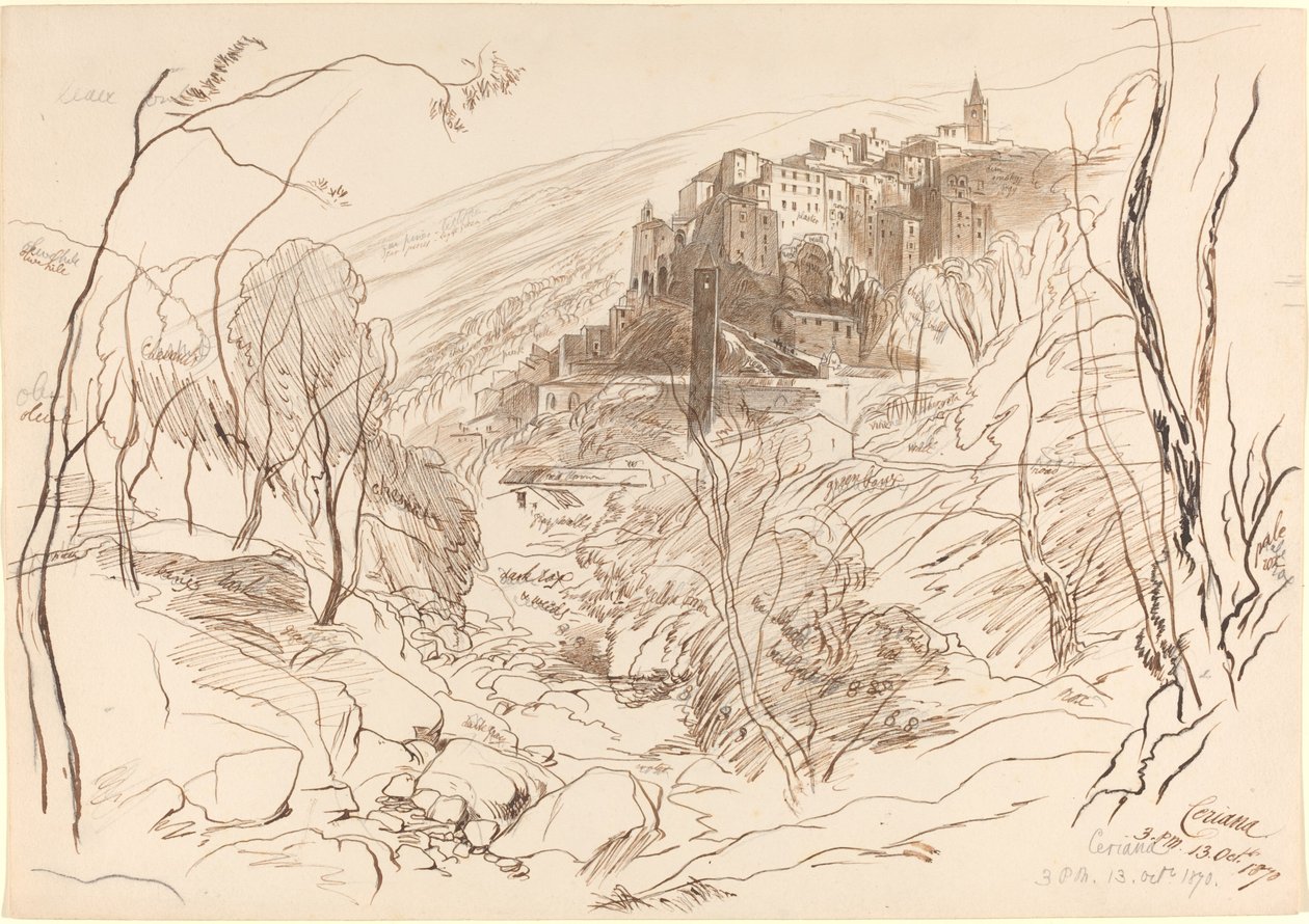 Uitzicht op Ceriana, 1870 door Edward Lear