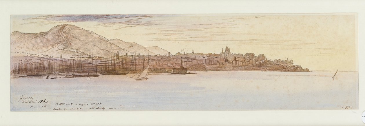 Uitzicht op Genua, 1864 door Edward Lear