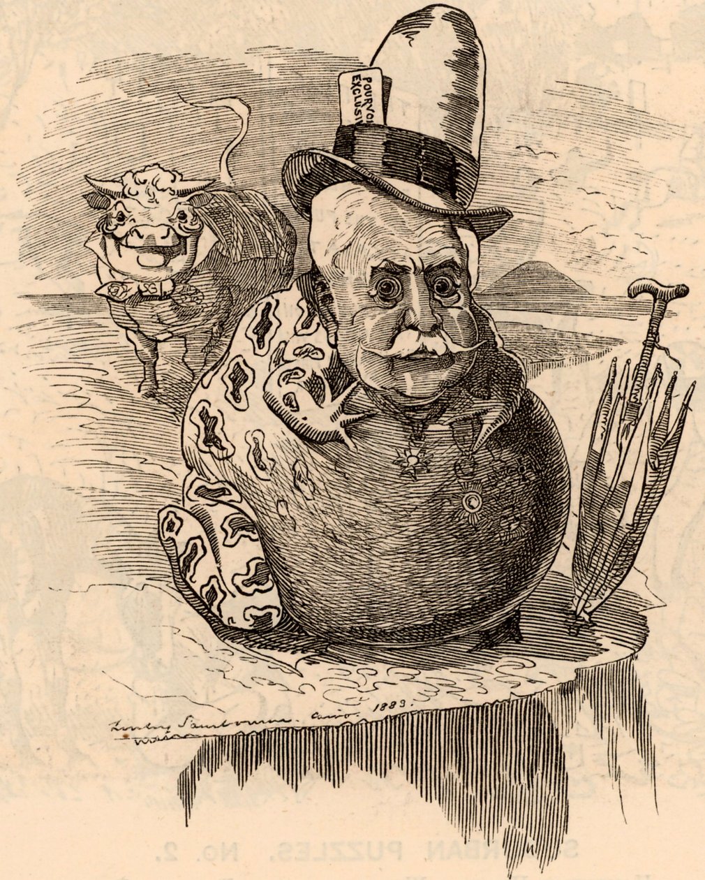 Cartoon van Ferdinand de Lesseps door Edward Linley Sambourne