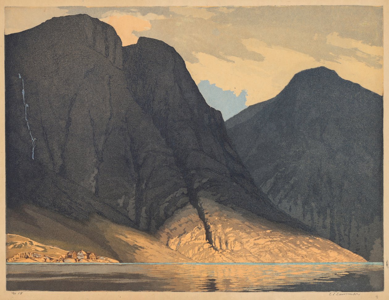 [Bergzicht met Water] door Edward Louis Laurenson
