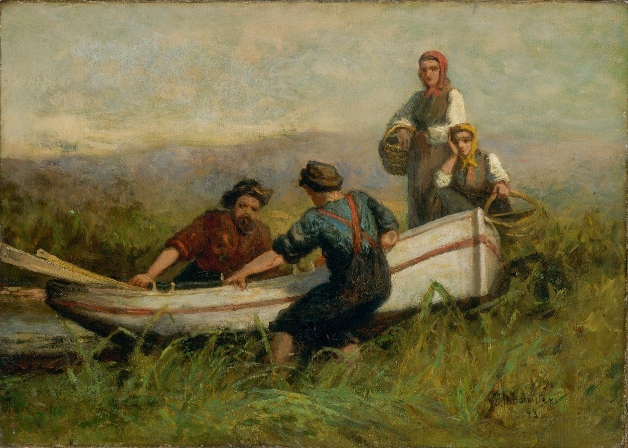 Mensen bij boot door Edward Mitchell Bannister