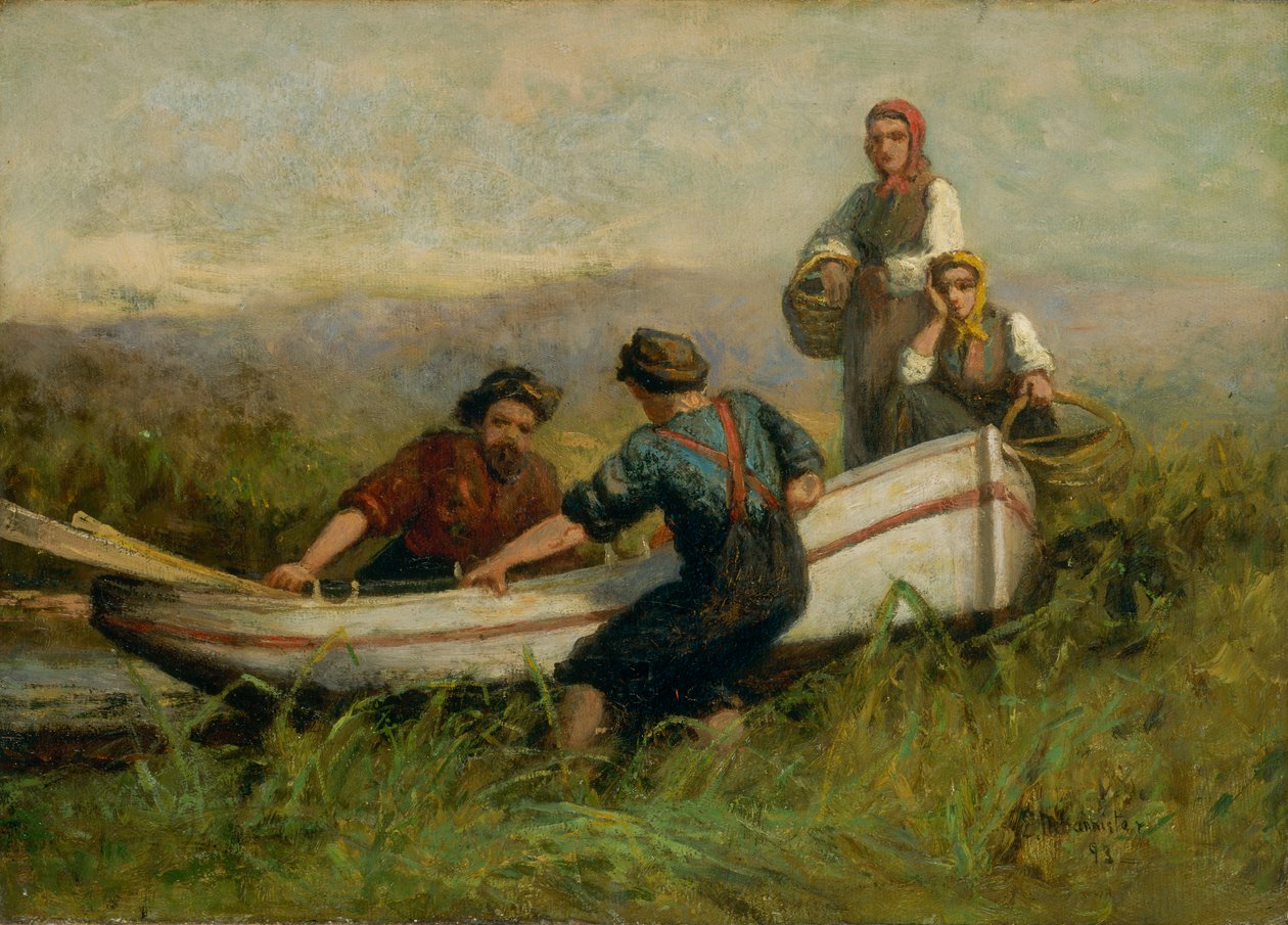 Mensen bij Boot, 1893 door Edward Mitchell Bannister