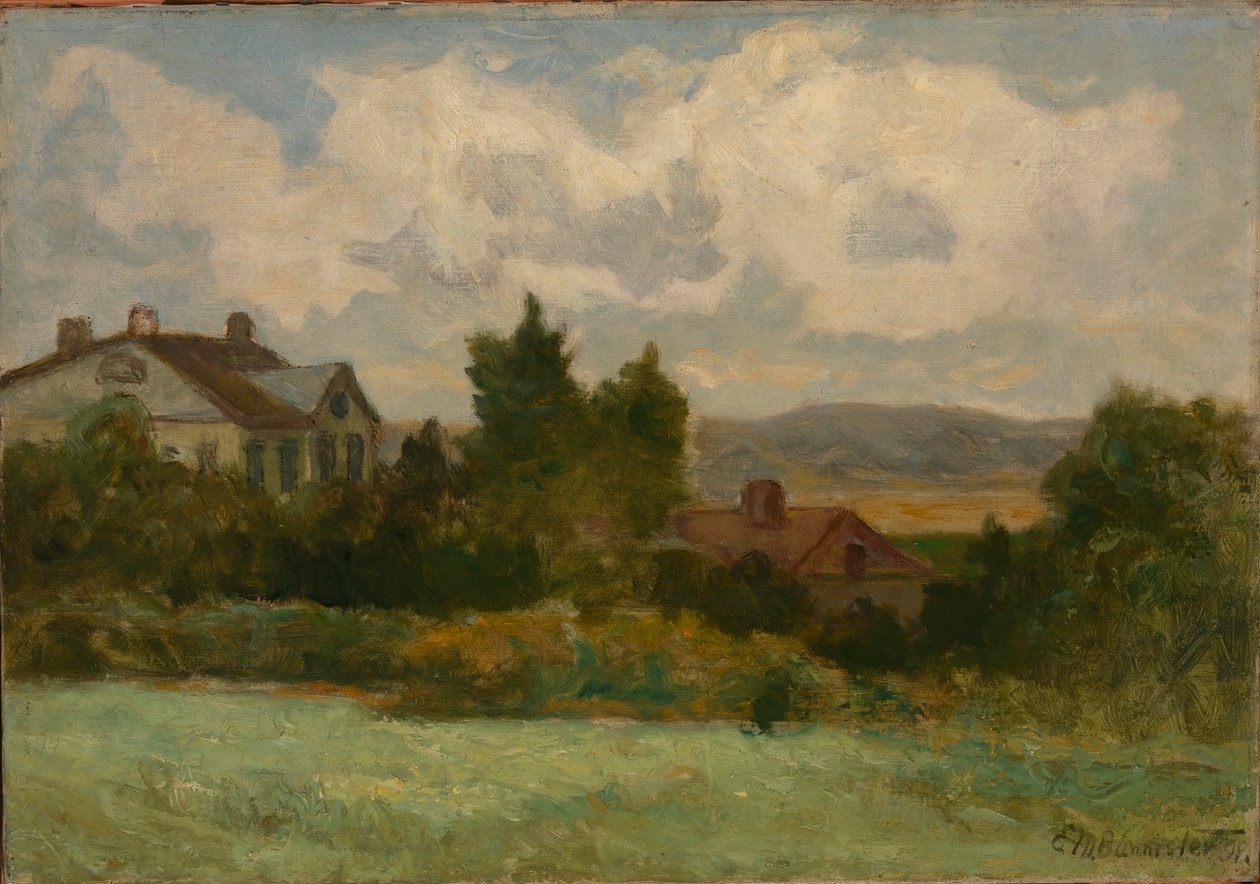 Zonder titel (huizen en bomen) door Edward Mitchell Bannister