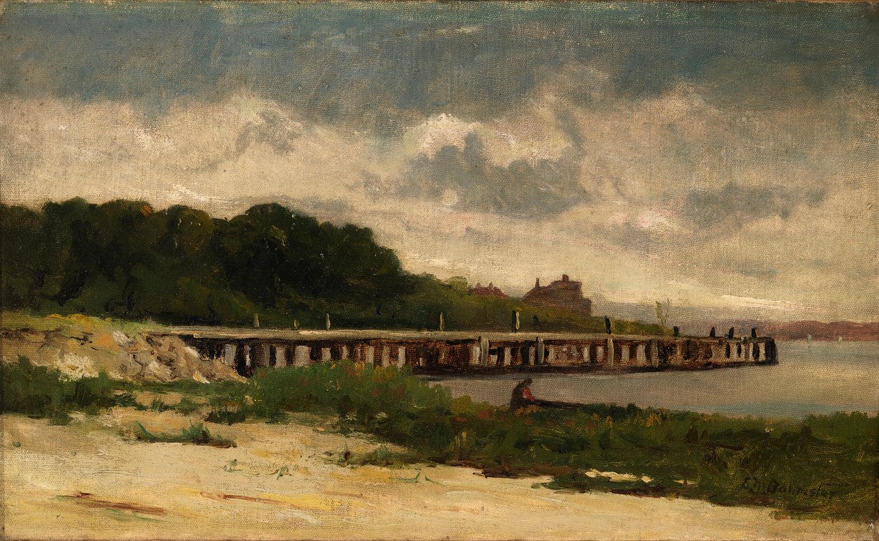 Naamloos landschap met pier, z.j. door Edward Mitchell Bannister