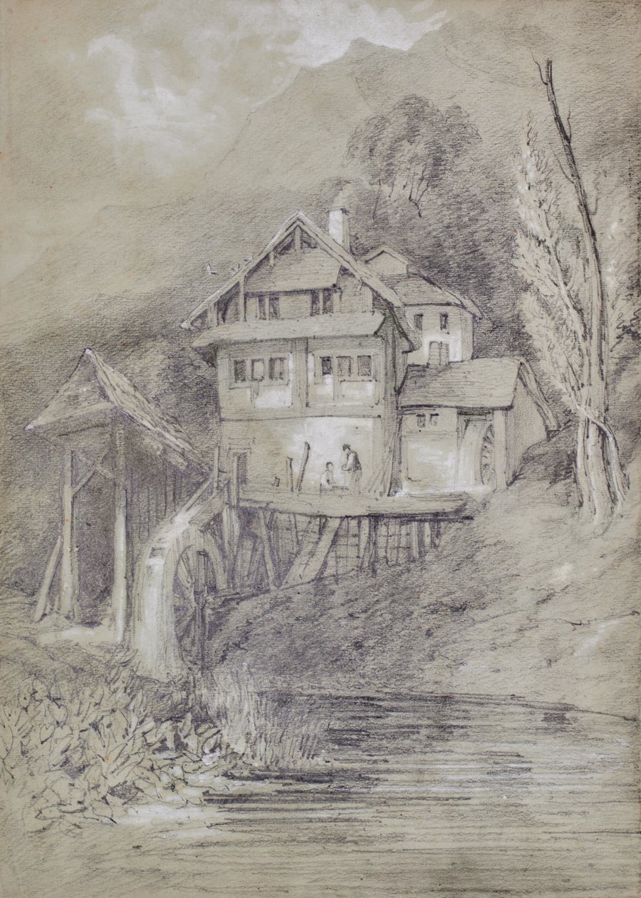 Landschap met watermolen door Edward Pretty