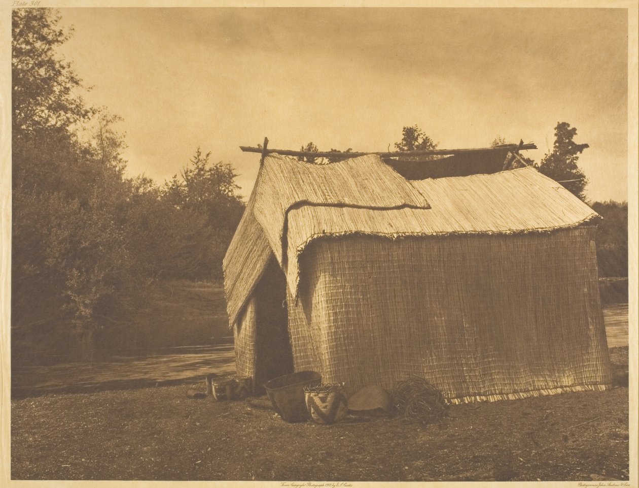 Een Mat Huis - Skokomish door Edward S. Curtis