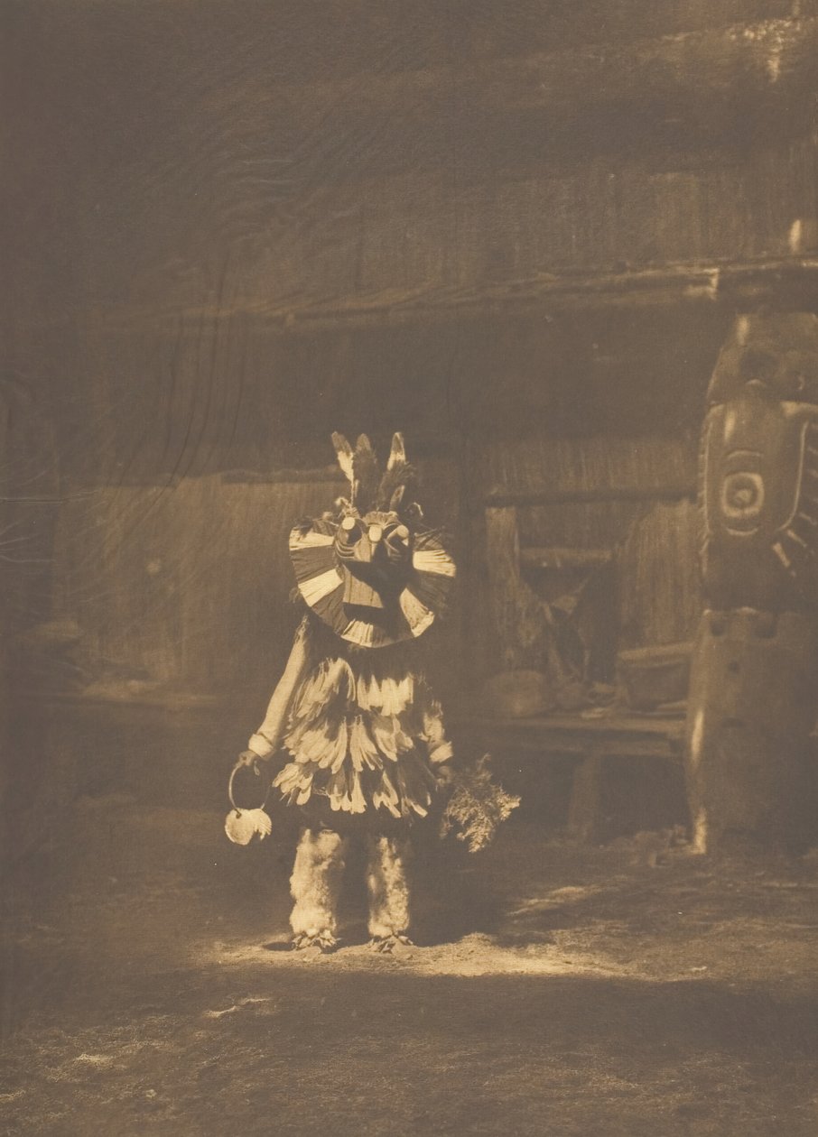 Gemaskerde danser - Cowichan door Edward Sheriff Curtis