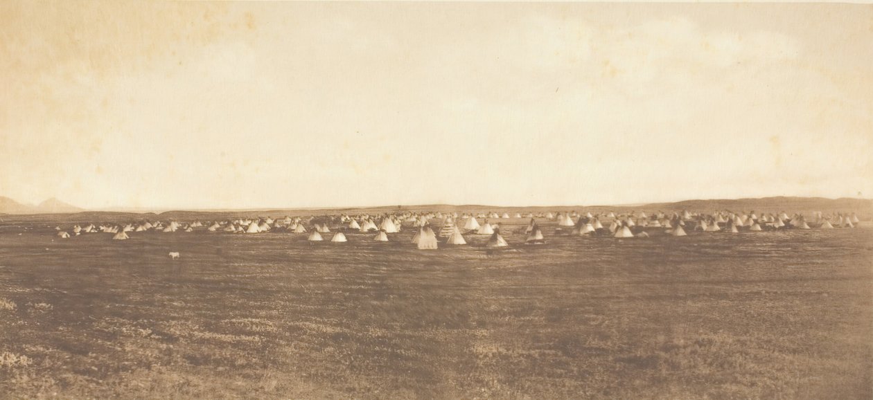 Zonnewijde Kampement - Piegan, 1900 door Edward Sheriff Curtis