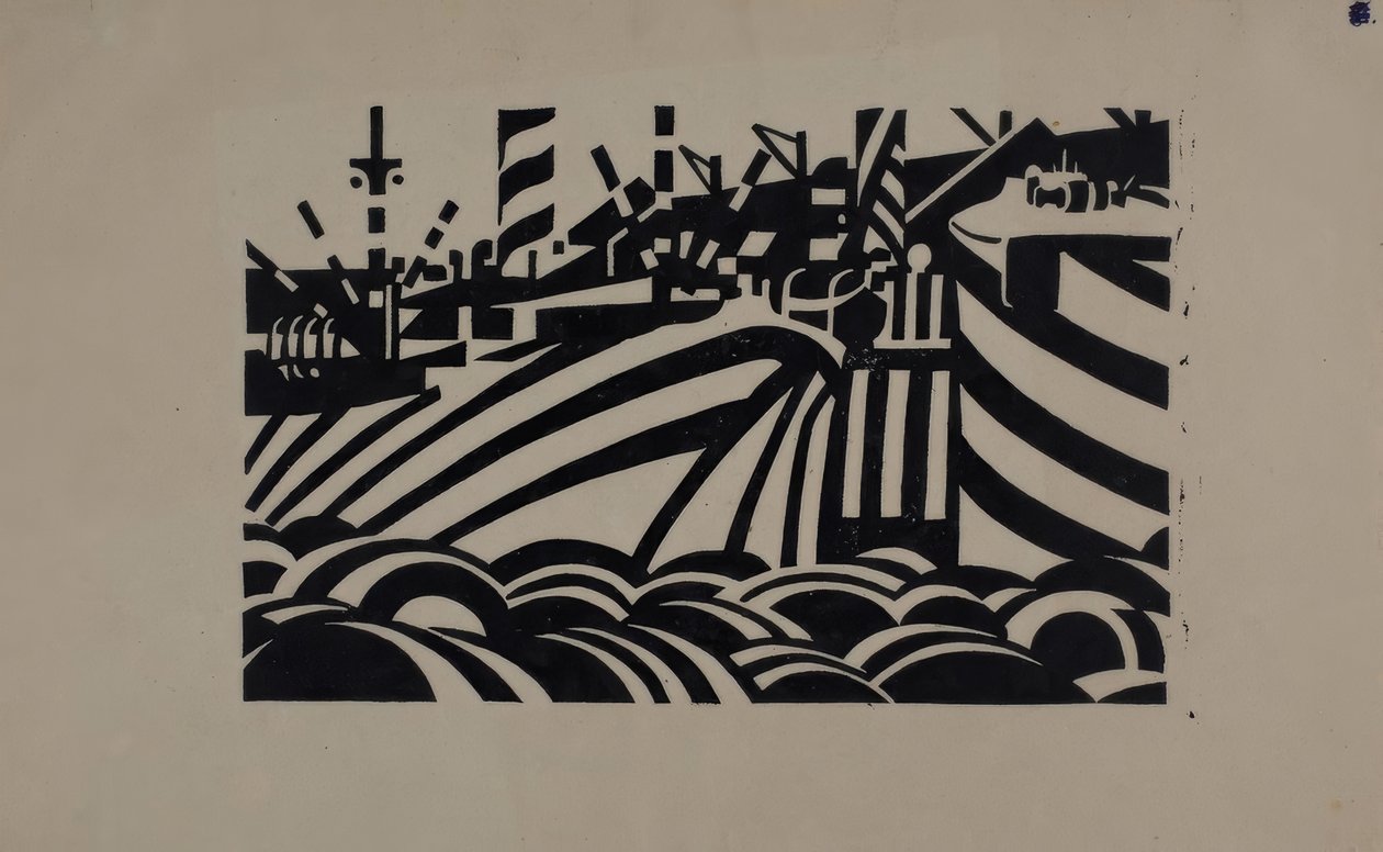 Docks scène door Edward Wadsworth