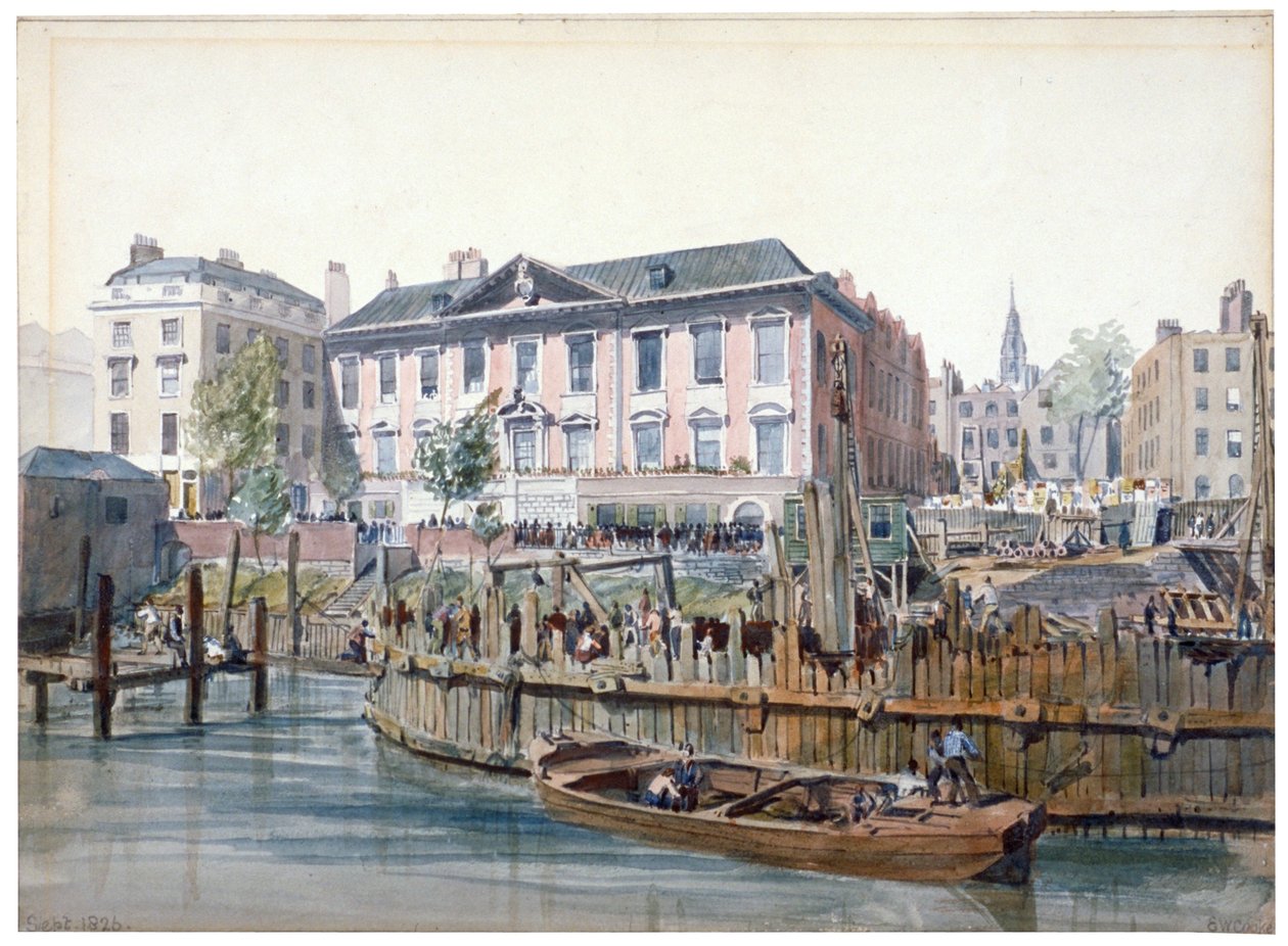 Bouw van de London Bridge, 1826 door Edward William Cooke