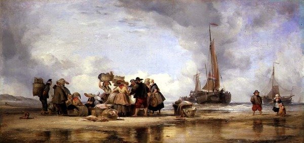 Strand van Scheveningen door Edward William Cooke
