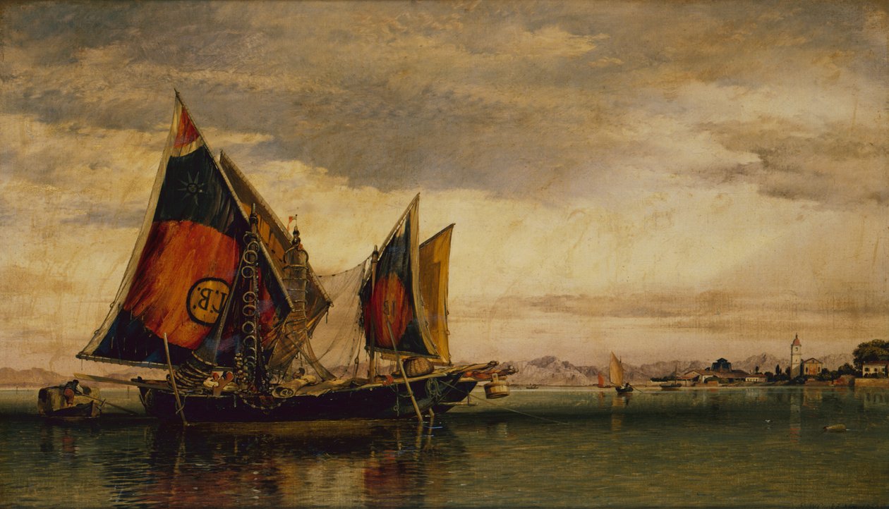 De Venetiaanse lagune met vissersboten door Edward William Cooke