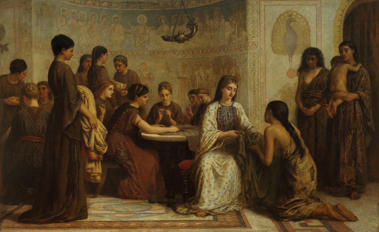 Een Dorcas-bijeenkomst in de 6e eeuw door Edwin Longsden Long