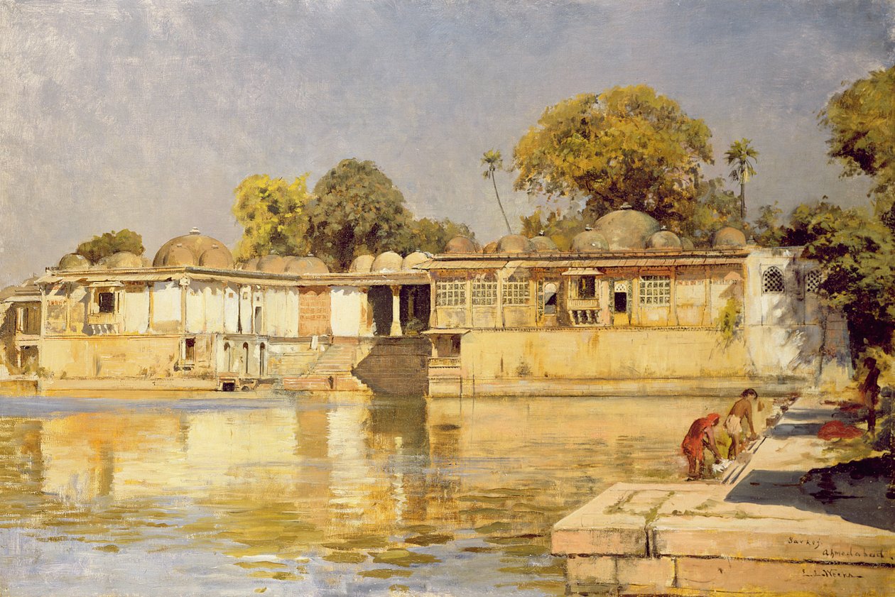 Paleis en Meer bij Sarkeh, nabij Ahmedabad, India, c.1882-83 door Edwin Lord Weeks
