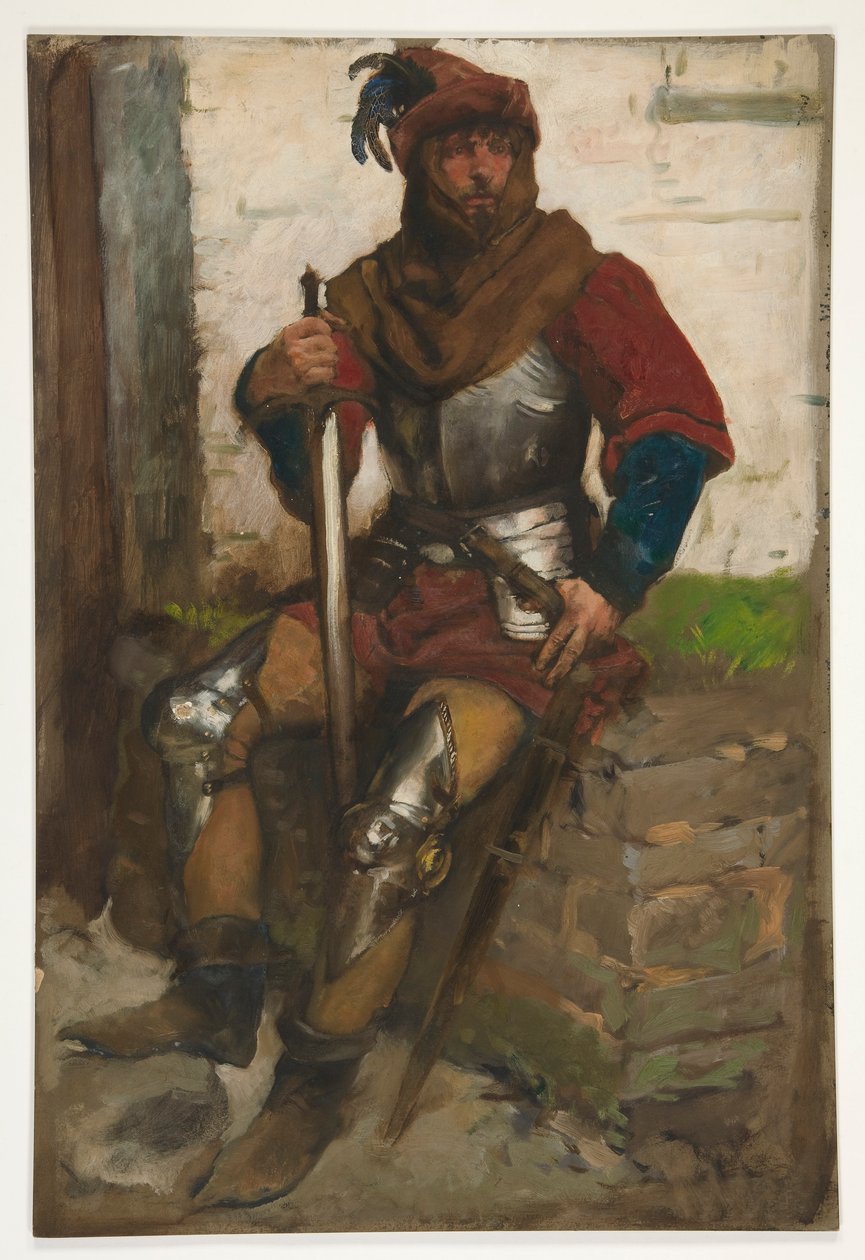 Figurenstudie van een ridder door Edwin Austin Abbey