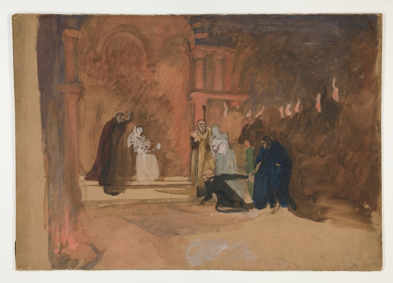 Figurenscène. Hamlet? door Edwin Austin Abbey