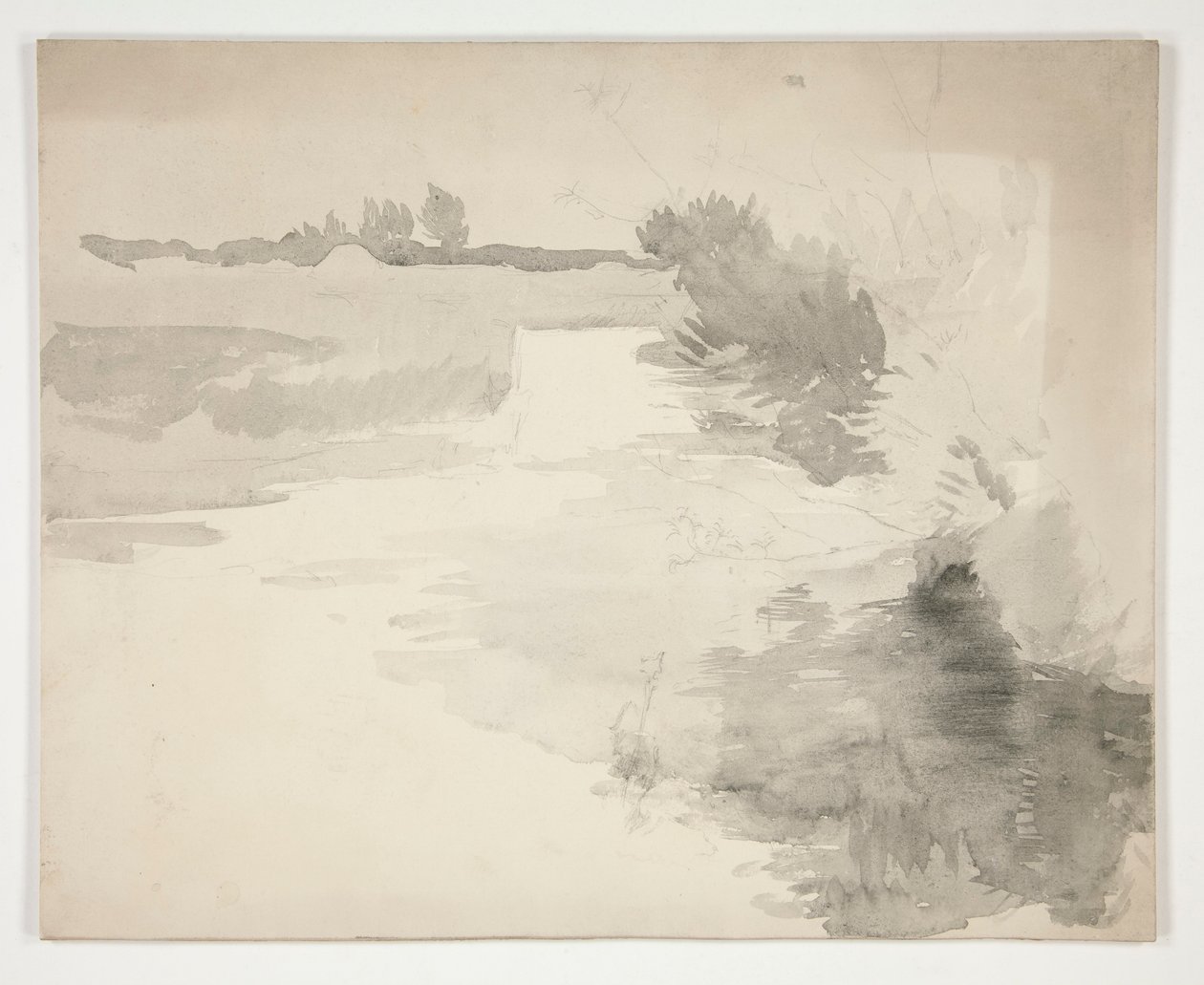 Landschap bij een rivier door Edwin Austin Abbey