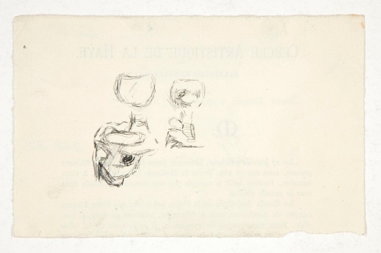 Schetsen van handen die wijnglazen vasthouden door Edwin Austin Abbey