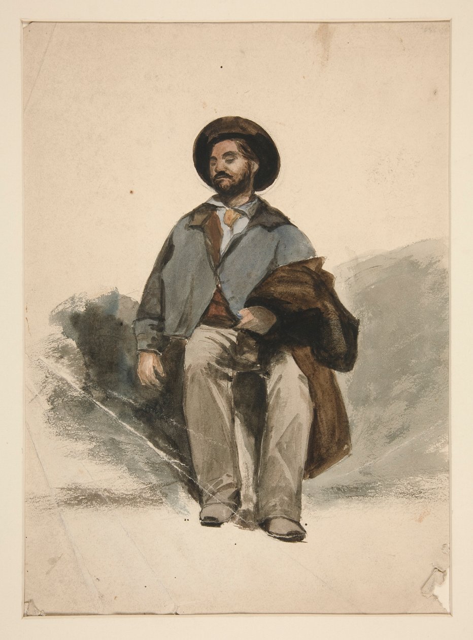Studie van een zittende man door Edwin Austin Abbey