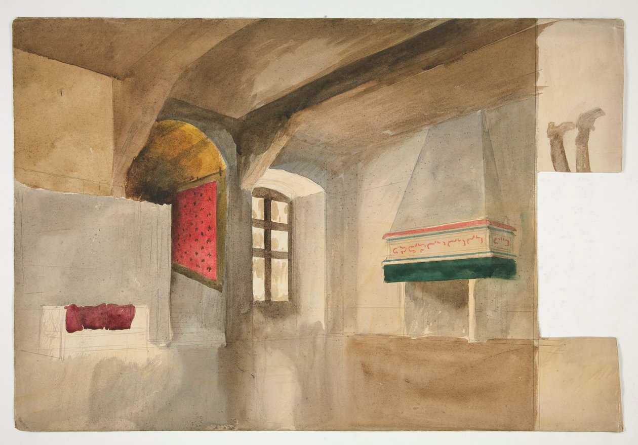 Studie van een interieur door Edwin Austin Abbey