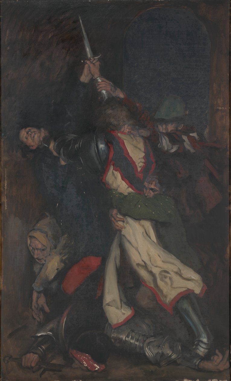 De schildknaap van lage rang door Edwin Austin Abbey
