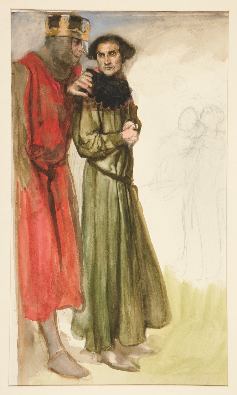 Onbekende Shakespeare scène (twee mannen) door Edwin Austin Abbey