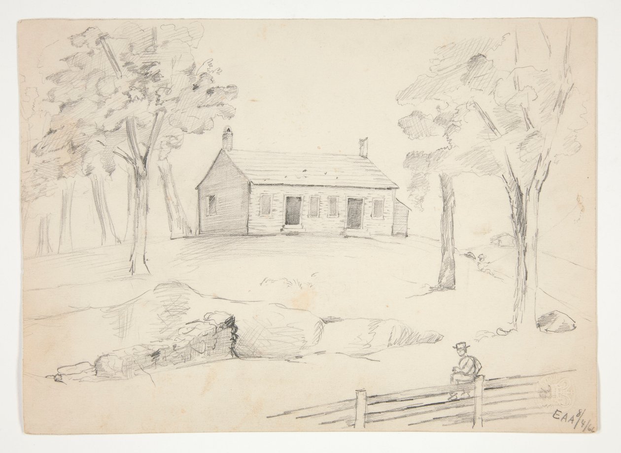 Uitzicht op het Vriendenvergaderhuis door Edwin Austin Abbey