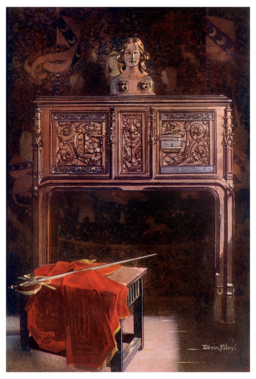 Gesneden eiken Lous XII dressoir, 1910 door Edwin Foley