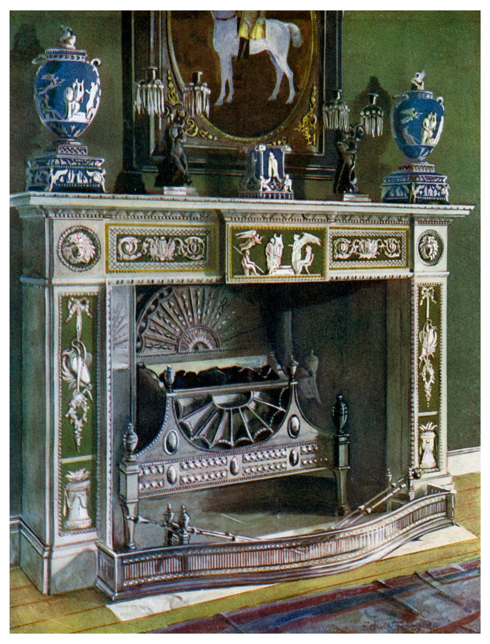 Wedgwood Flaxman schoorsteenmantel, Fontainebleau, Frankrijk, 1911-1912 door Edwin Foley
