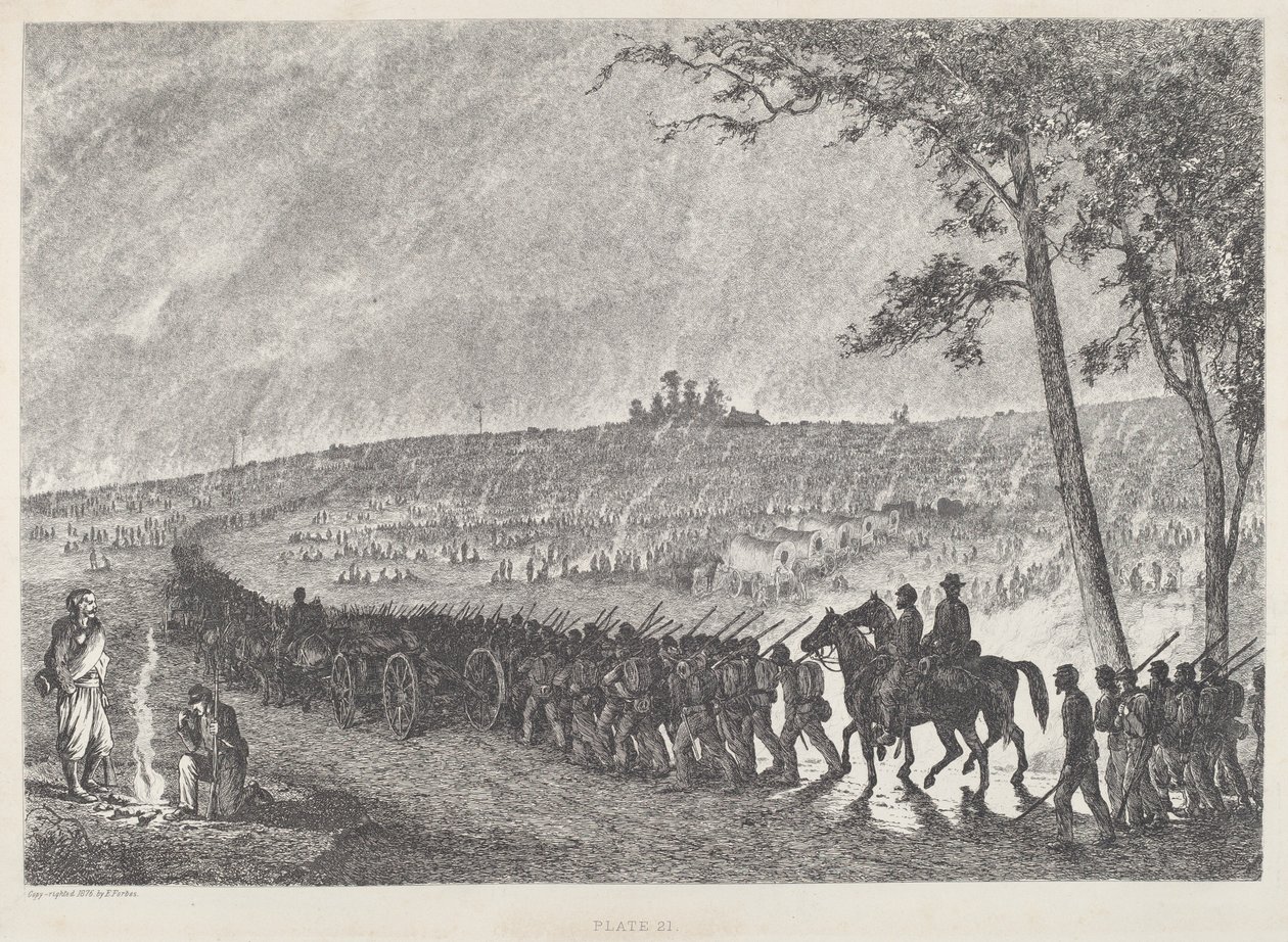 Kamp Opzetten in de Nacht door Edwin Forbes