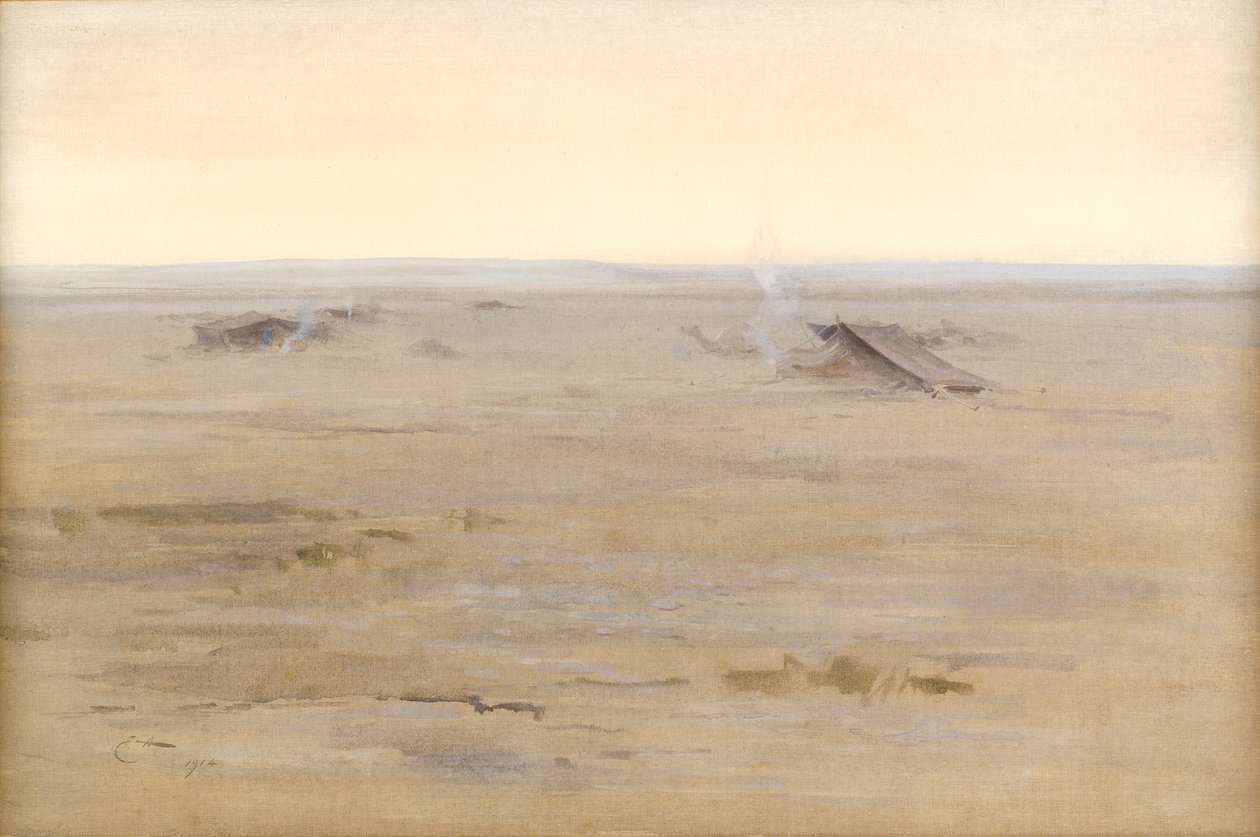 Kamp in de woestijn, 1914 door Edwin John Alexander