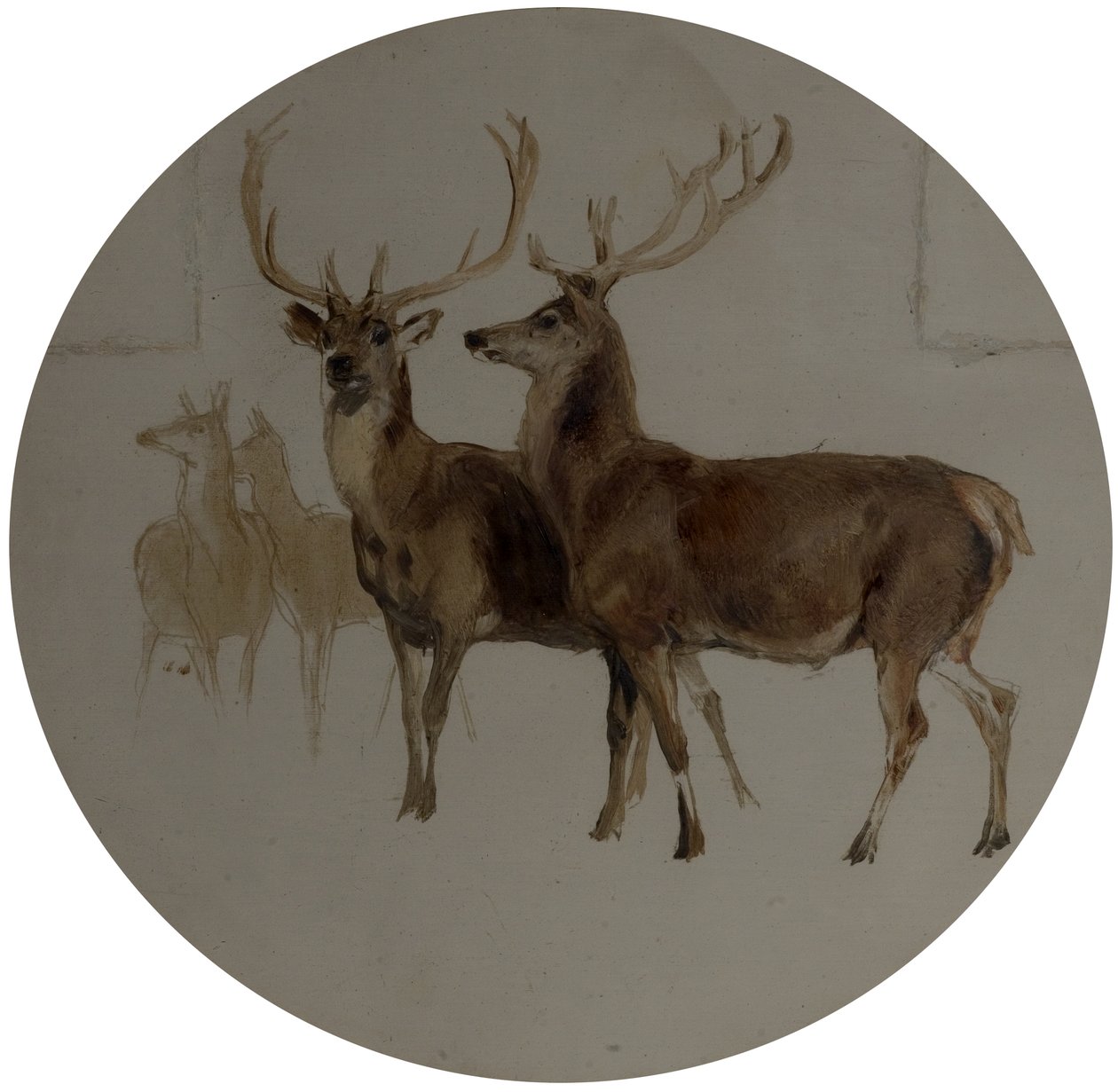 Herten in een Landschap (Studies van Herten) door Edwin Landseer