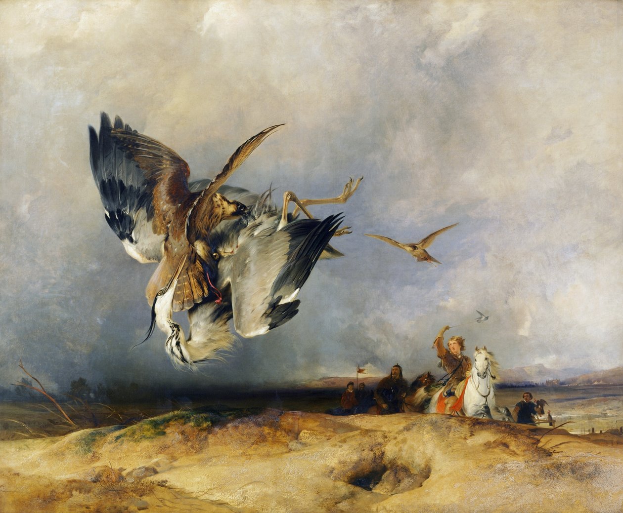 Hawking in de oude tijd door Edwin Landseer