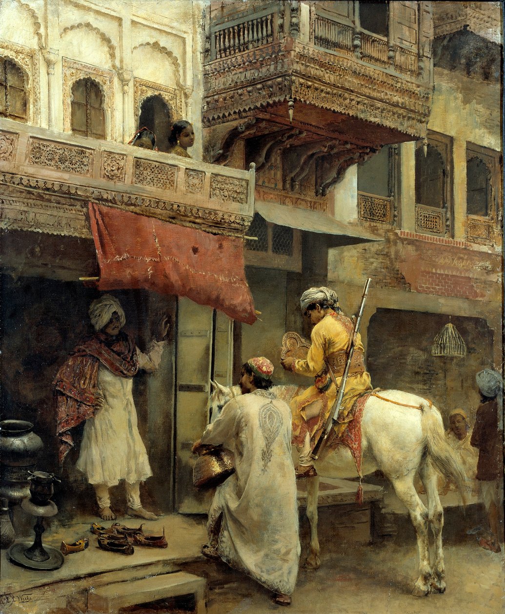 Straatbeeld in India door Edwin Lord Weeks