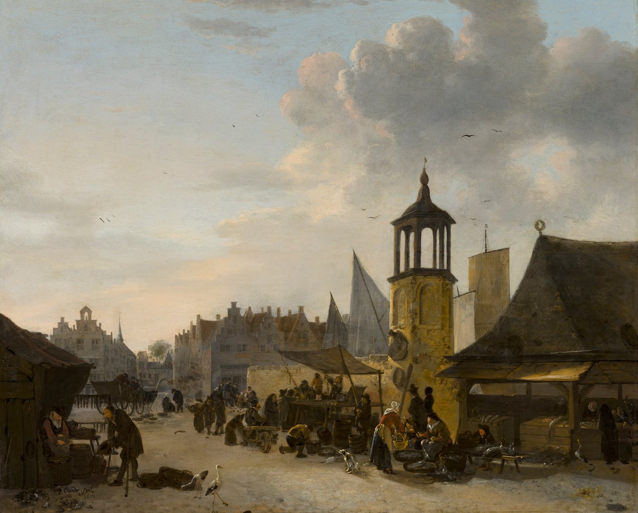 Vismarkt door Egbert van der Poel