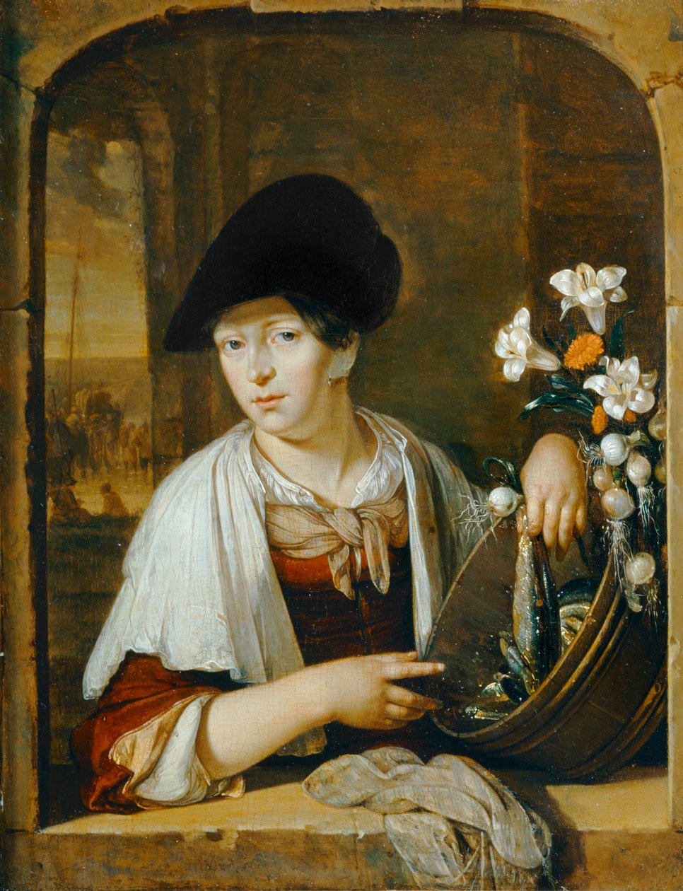 La Marchande de poissons ... door Eglon Hendrick van der Neer