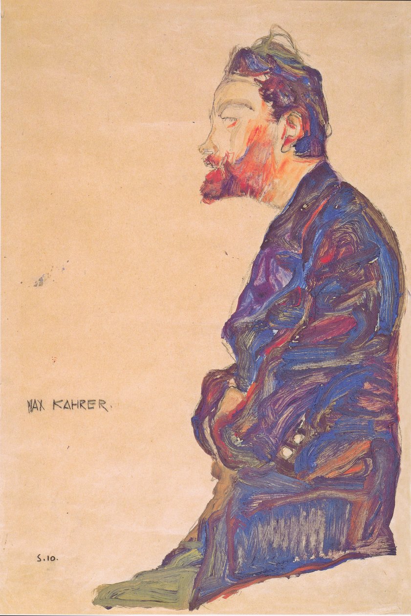 Max Kahrer in profiel door Egon Schiele