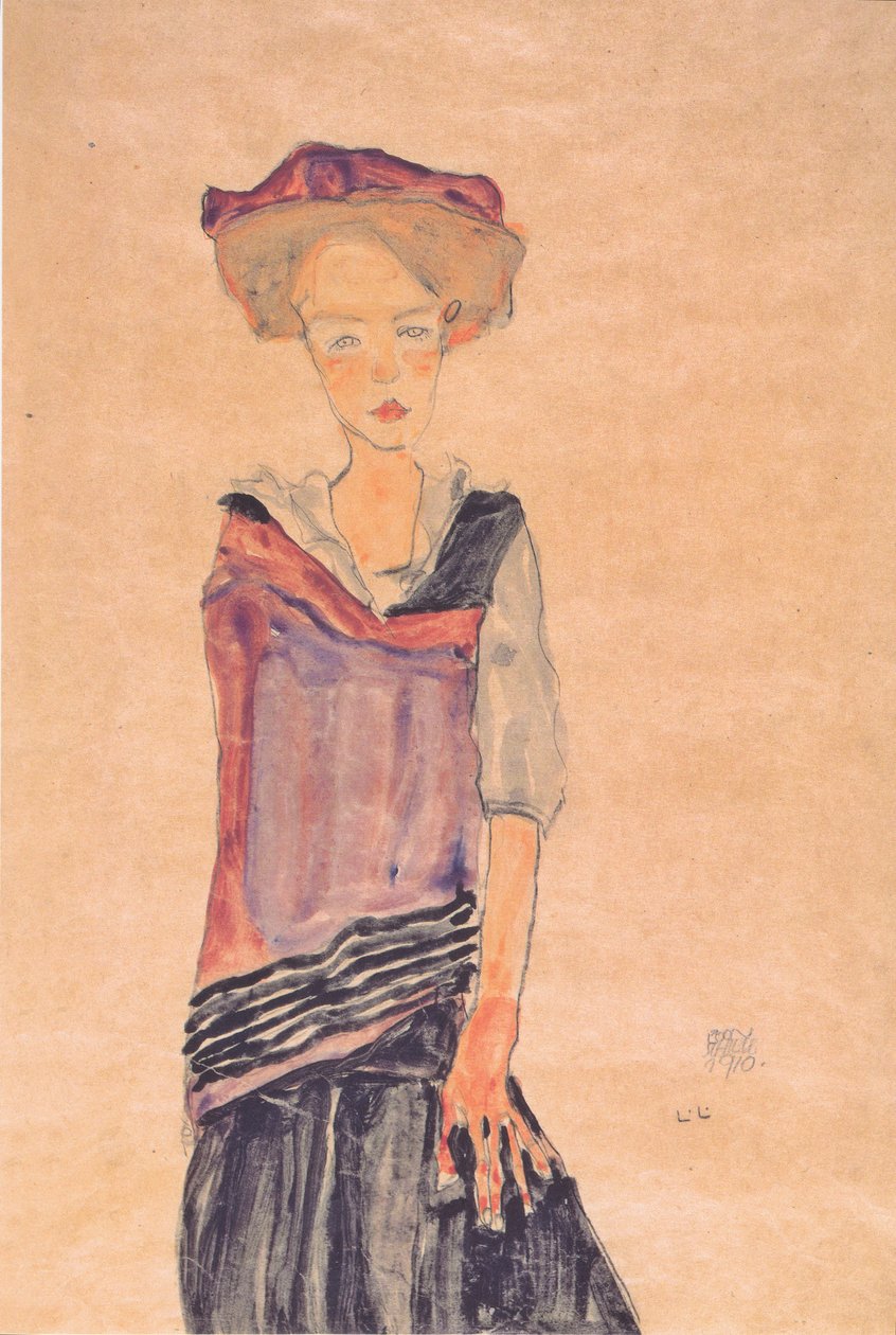Staand meisje door Egon Schiele