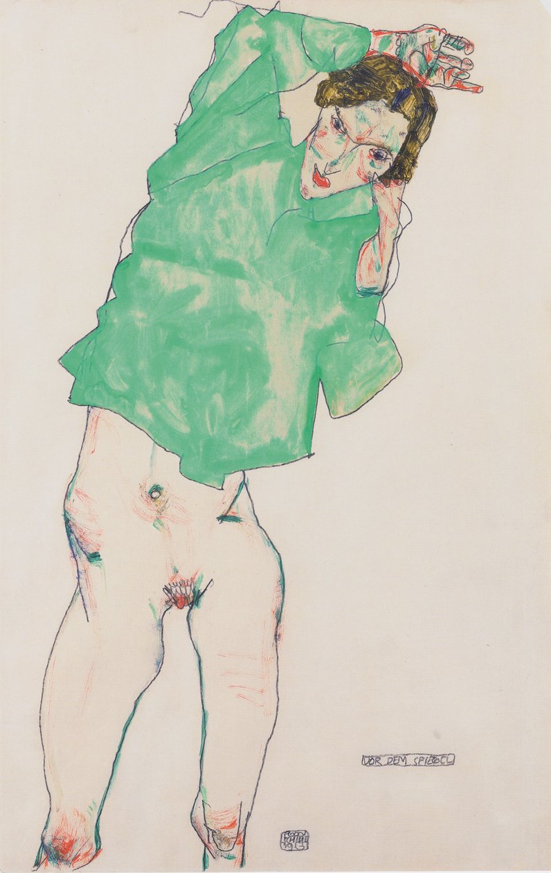 Voor de spiegel door Egon Schiele