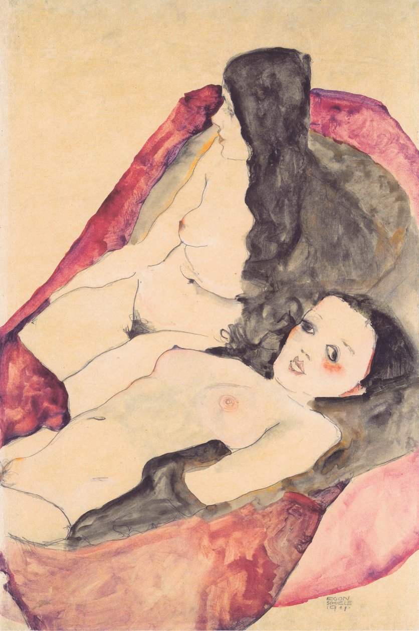 Twee naakte meisjes door Egon Schiele