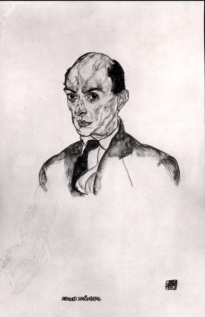 Een Portret van Arnold Schonberg (1874-1951) 1917 door Egon Schiele