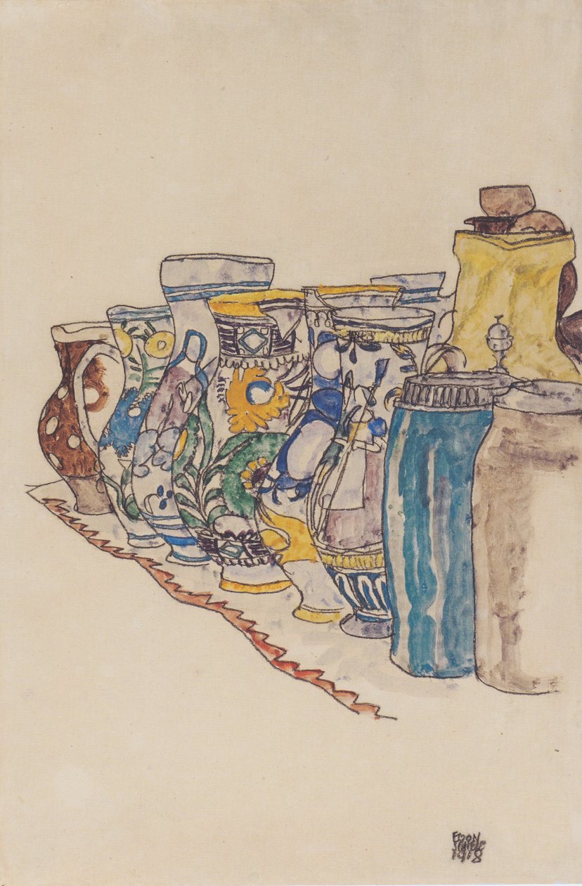 Beschilderde boerenkruiken door Egon Schiele
