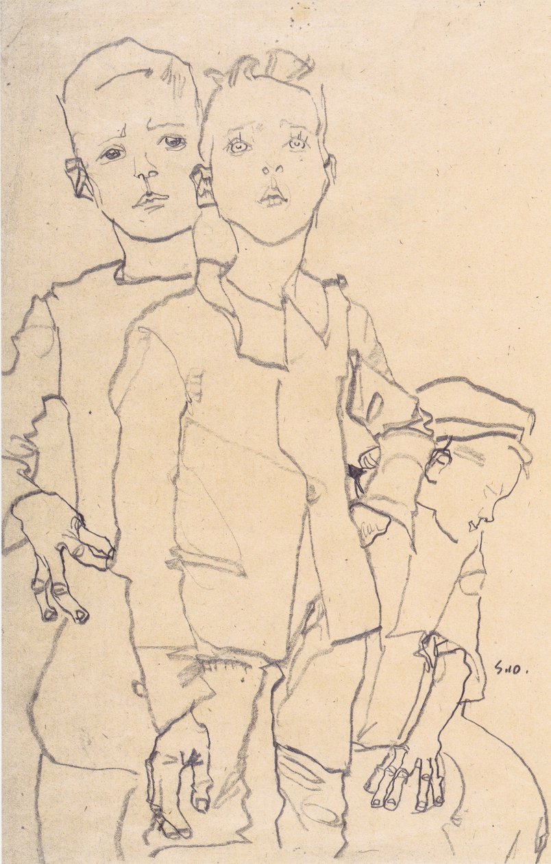 Drie straatjongens door Egon Schiele