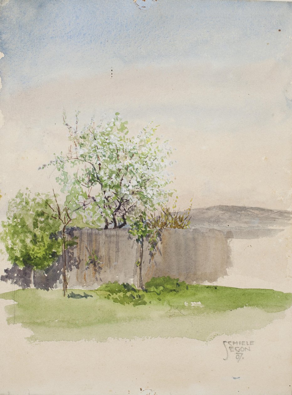 Tuin met boom door Egon Schiele